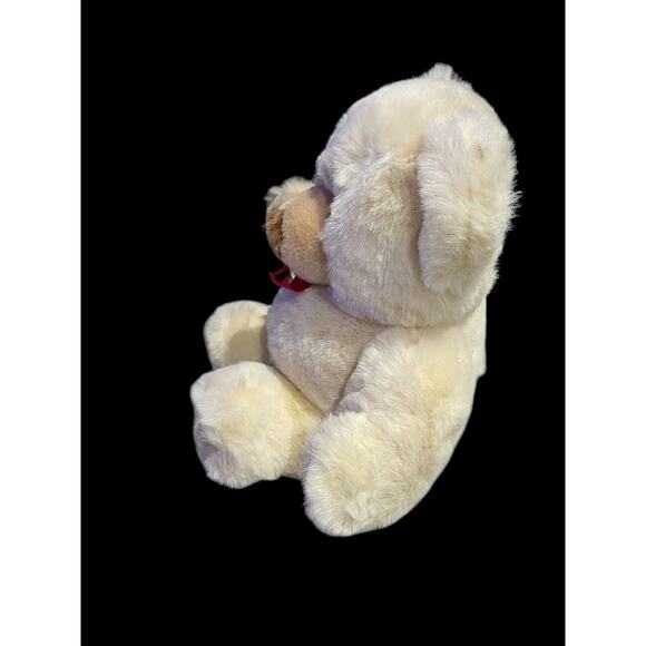 Playful Pals Mervyns Cream Tan Teddy Bear Red Bow Bell Stuffed Plush 14” Vintage - Picture 3 of 3